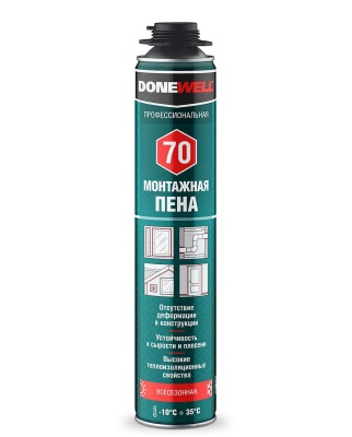 Пена полиуретановая монтажная профессиональная всесезонная DONEWELL 70 Пена полиуретановая монтажная профессиональная всесезонная DONEWELL 70