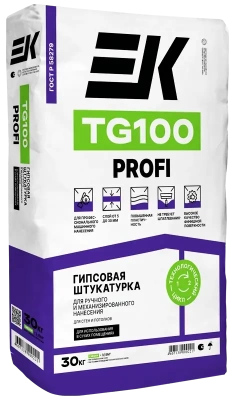 Гипсовая штукатурка для ручного и механизированного нанесения ек tg100 profi