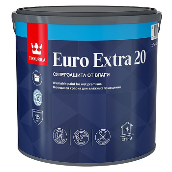 Краска для стен и потолков Tikkurila Euro Extra 20  /Tikkurila Euro Extra 20 краска для стен и потолков Краска для стен и потолков Tikkurila Euro Extra 20