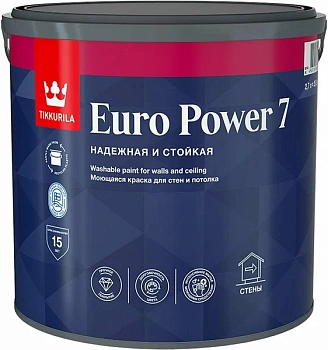 Краска для стен и потолков Tikkurila Euro Power 7  Краска для стен и потолков Tikkurila Euro Power 7