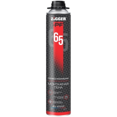 Пена монтажная ZIGGER PF 65л проф всесезонная 850 мл
