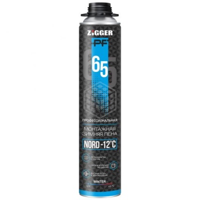 Пена пистолетная ZIGGER PF NORD -12С 65л 850мл 920гр