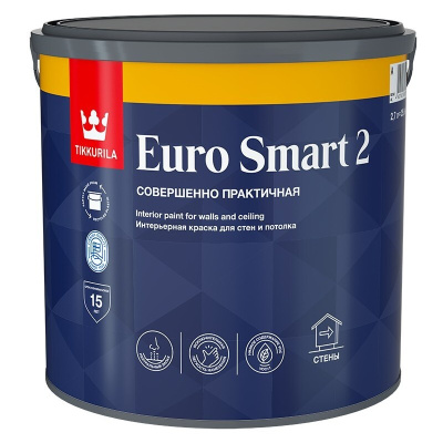 Краска для стен и потолков Tikkurila Euro Smart 2 Краска для стен и потолков Tikkurila Euro Smart 2